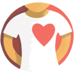 Heart Illustrated icon for "emotional wellbeing" with a person with a big heart.