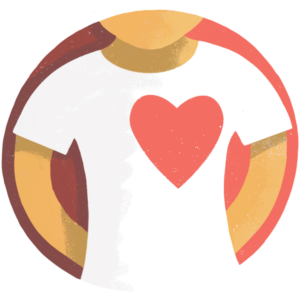 Heart Illustrated icon for "emotional wellbeing" with a person with a big heart.