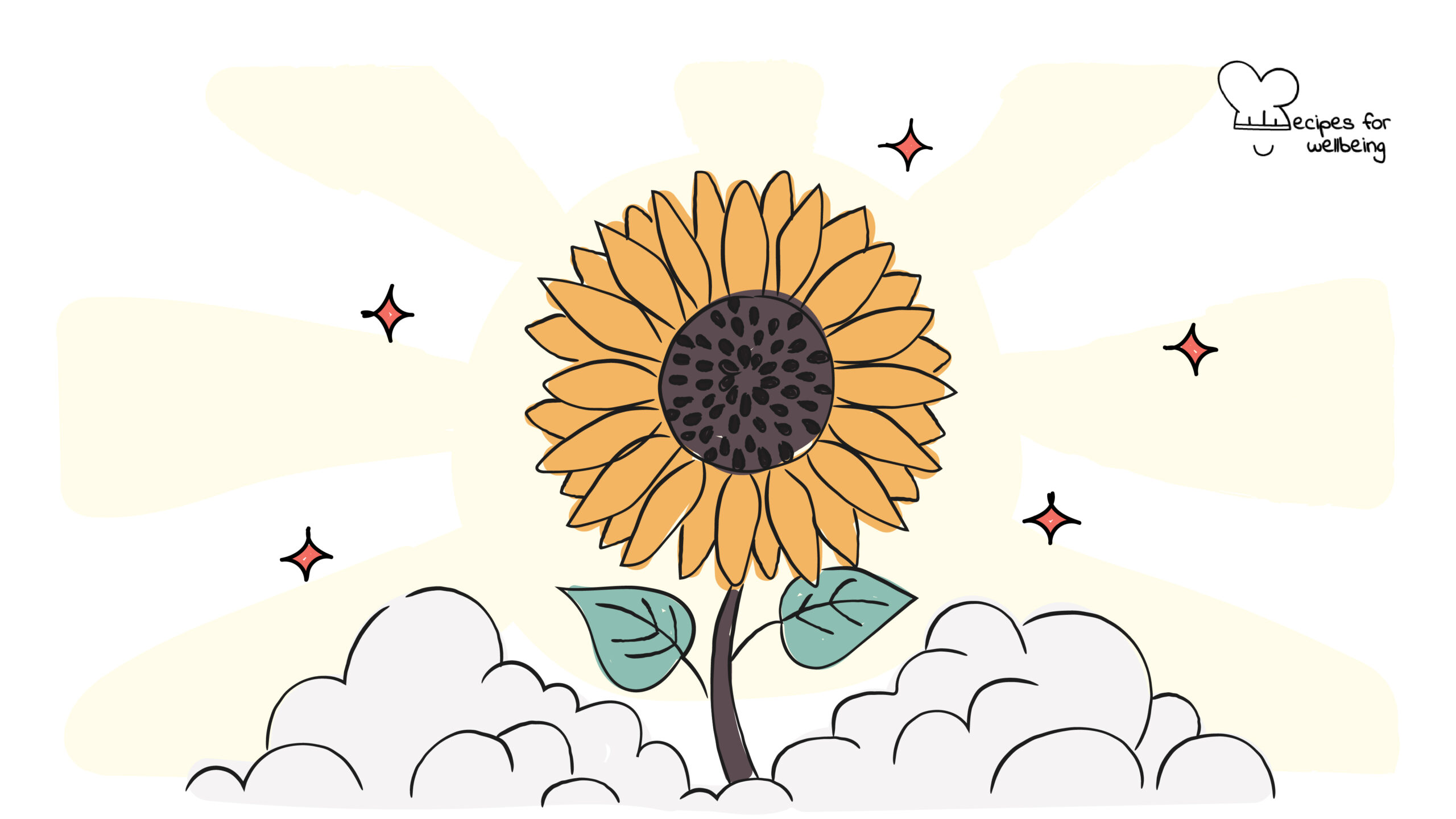 BRAVING Illustration of a sunflower. © Recipes for Wellbeing