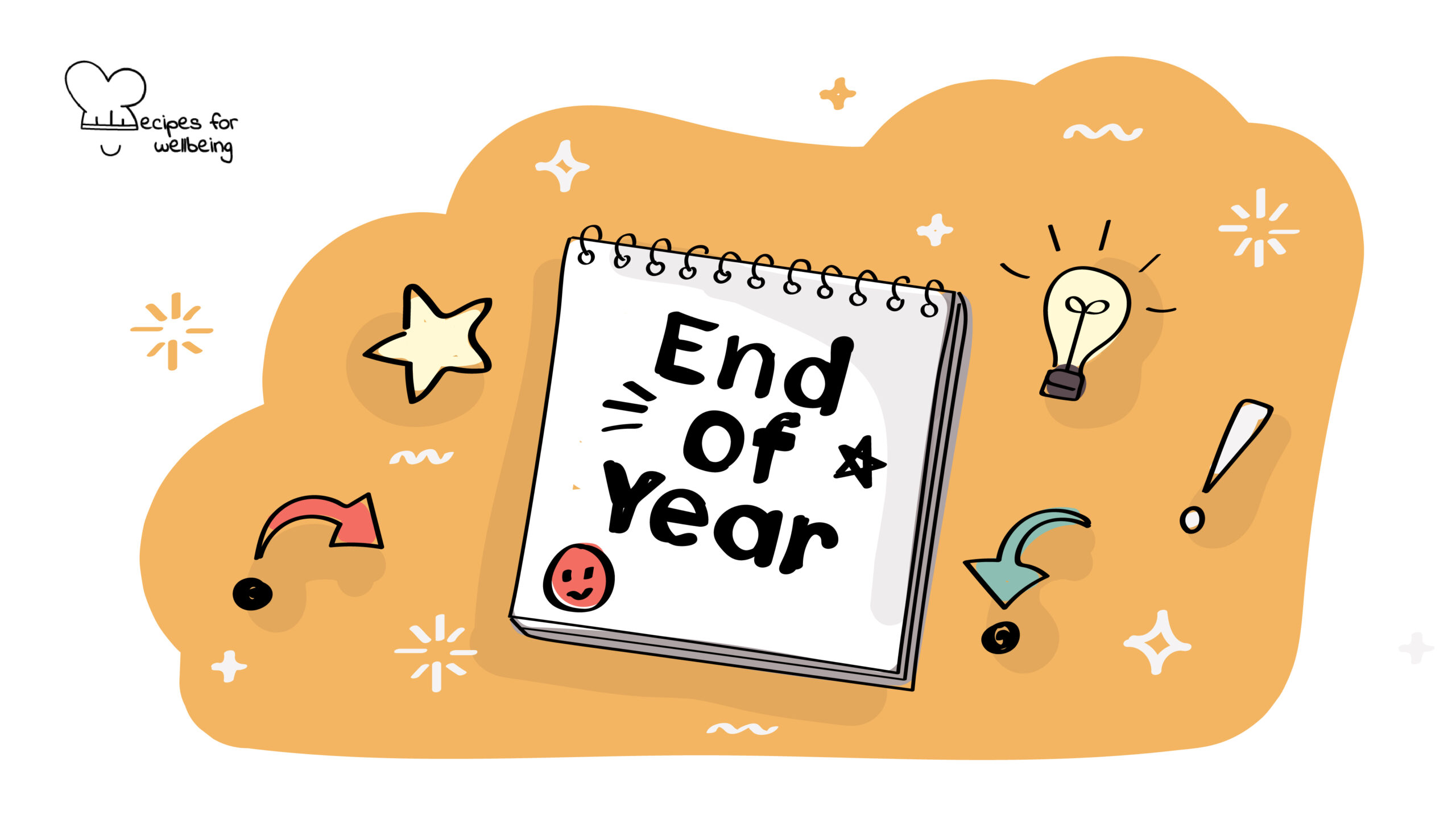 End-of-year reflection Illustration of a calendar with the words "End of Year" written on it. © Recipes for Wellbeing
