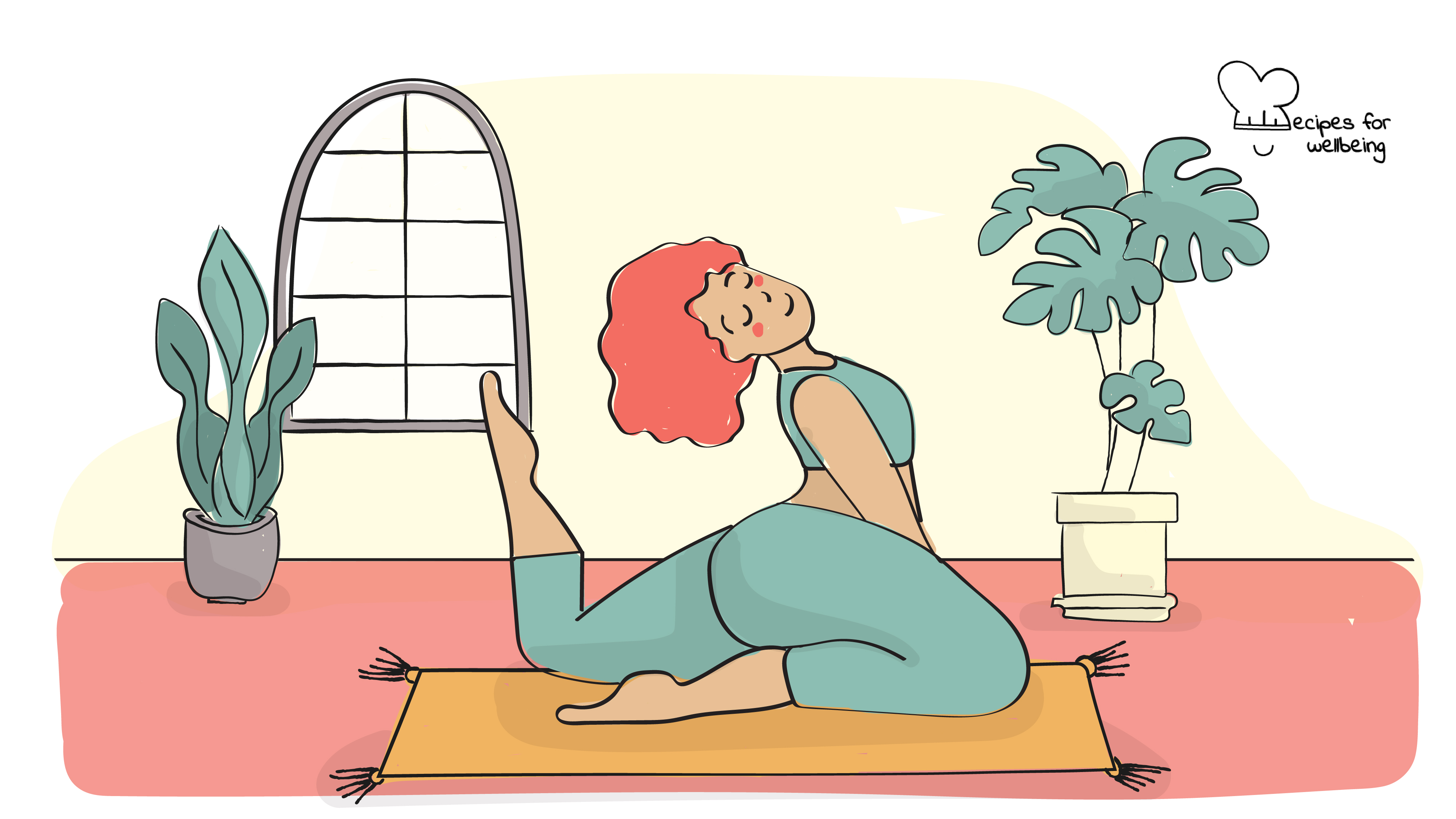 Strengthening your immune system Illustration of a person in Eka Pada Rajakapotsana (king pigeon pose). © Recipes for Wellbeing