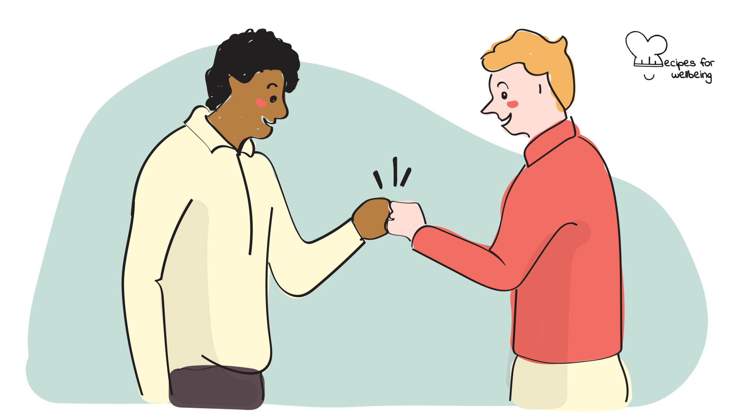 The DO’s and DON’Ts of Allyship Illustration of a white person and a person of colour bumping their fists together. © Recipes for Wellbeing