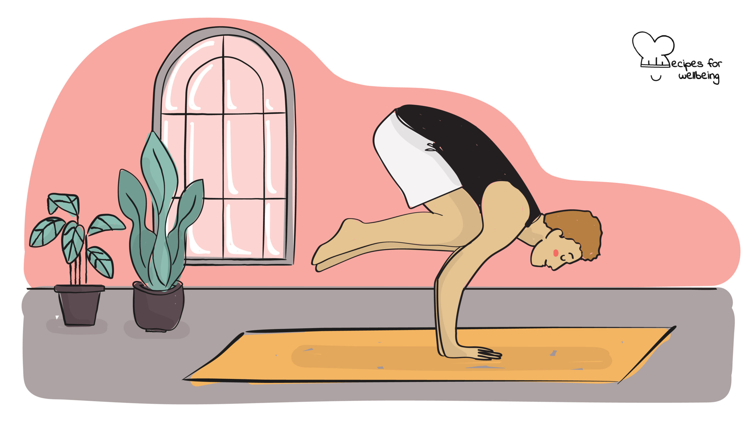 VIA Character Strengths Illustration of a person in Bakasana (crow pose). © Recipes for Wellbeing