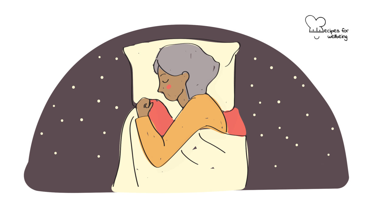 Bodies as sites of liberation Illustration of a person sleeping. © Recipes for Wellbeing